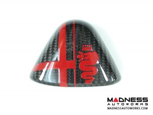 Alfa Romeo 4C Carbon Fiber Upper Safety Belt Ring Cover - w/ Red Alfa Logo Alfa Romeo 4C Carbon Fiber Upper Safety Belt Ring Cover - w/ Red Alfa Logo